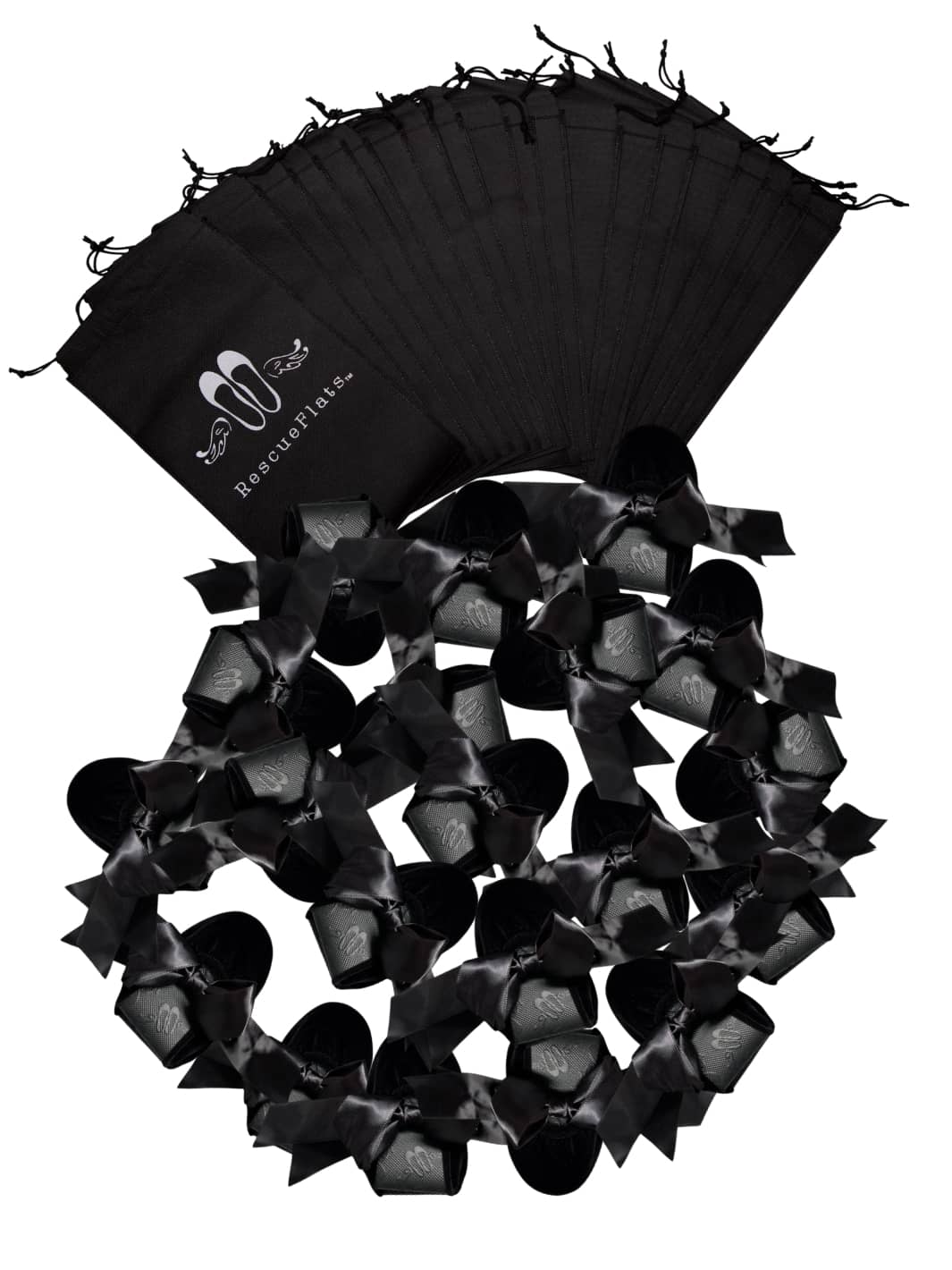 2026 June Pre-Order - 20 Pairs of Black Velvet Rescue Flats (BLACK Display Box)