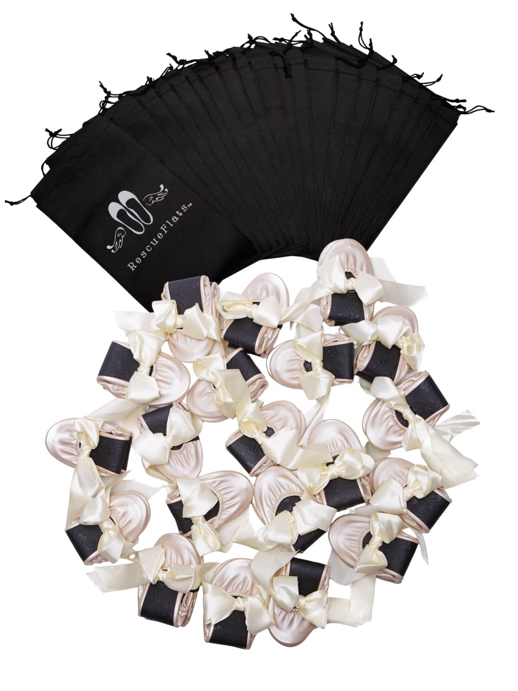 2026 June Pre-Order - 20 Pairs of Champagne Rescue Flats (BLACK Display Box)