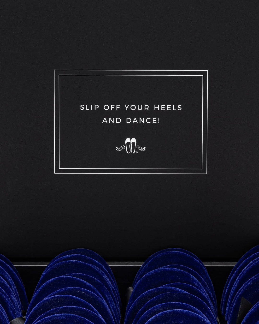 20 Pairs of Royal Blue Velvet Rescue Flats (BLACK Display Box)