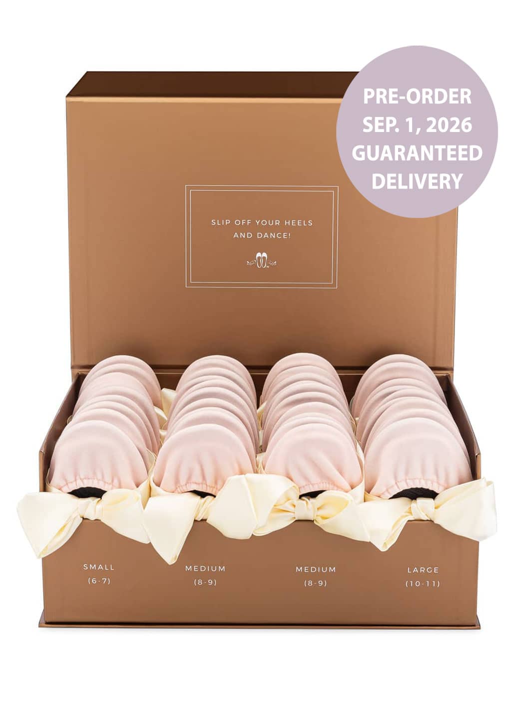 2026 September Pre-Order - 20 Pairs of Light Pink Velvet Rescue Flats (Rose GOLD Display Box)