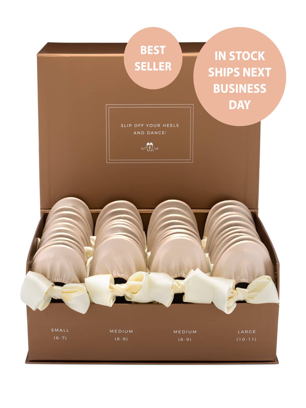 20 Pairs of Champagne Rescue Flats (Rose GOLD Display Box)